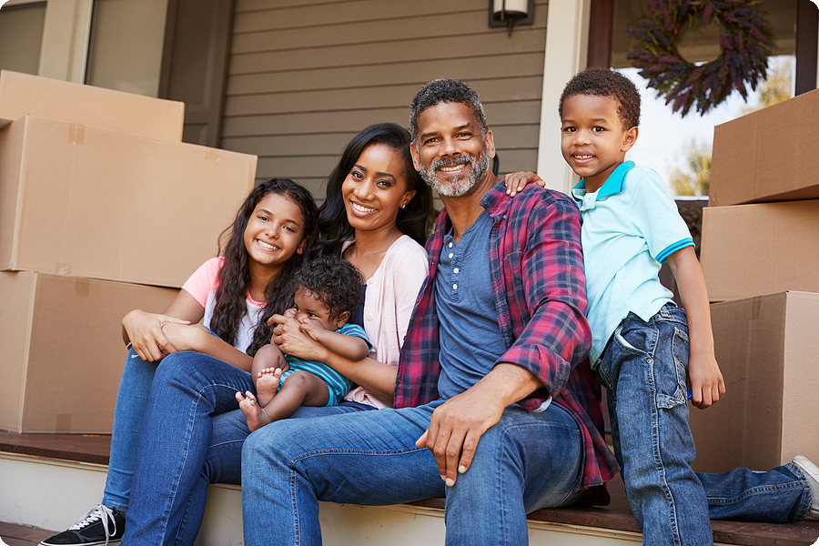 Happy Black Family Moving Into New Homw